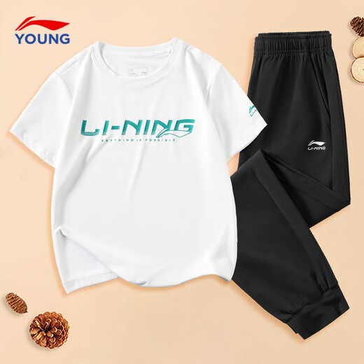Li Ning children's T-shirt quick-drying boys and girls 25 years new summer bottoming shirt top loose half-sleeved short-sleeved quick-drying T+ sunscreen quick-drying pants 140
