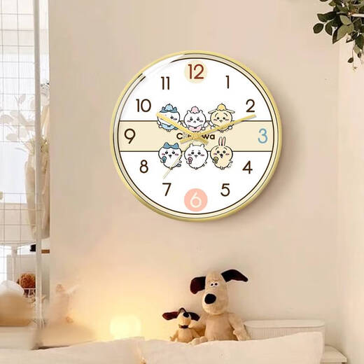 Chiikawa jiikawa mignon mur suspendu usaqi maison créative chambre salon horloge dpl698b white frame en plastique étroit aiguille noire 10 pouces