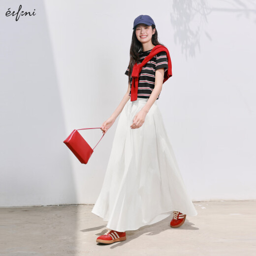
Eifli (eifini) Eifli 2025 summer new large A-swing mid-length umbrella skirt for women with mass-slim commuter texture skirt white extended version M 100-110Jin [Jin equals 0.5 kg]