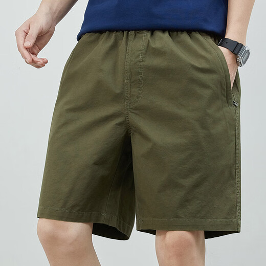 Bailando con los pantalones cortos de verano de lobo para hombres, algodón puro, pantalones casuales de color sólido afuera con pantalones de cinco puntos sueltos para hombres, pantalones para hombres 9215, verde claro 3xl