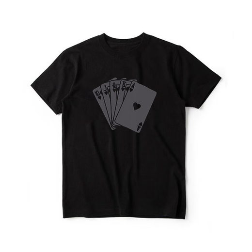 Pang Donglai DL American Trendy kurzärmeliges T-Shirt für Männer 2025 Sommer Neues lose und vielseitige halbärmelige T-Shirt Black Front Large Bild [K983 Dice Poker] M empfohlen 100-120jin [Jin gleich 0,5 kg]