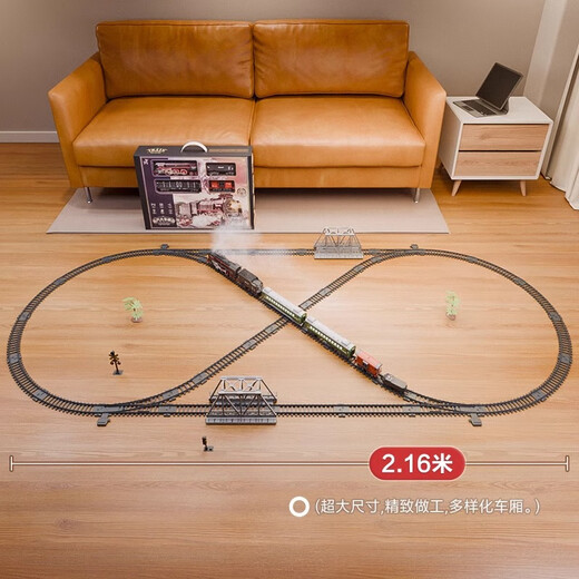 
Palong children's electric remote control steam train toy retro simulation classical track car model boy's birthday gift [classical upgrade model] 1 front + 4 carriages