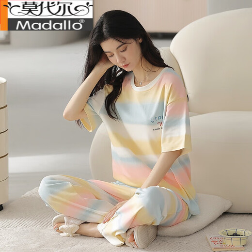 Modal Pyjamas Damens Sommer Pure Cotton Dünne süße kurzärmelige Hosen können für die Oberbekleidung für Frühlings- und Herbst-Lose-Sommer-Heimkleidung getragen werden. Farbe Y9711 XL (Empfohlen 115-130jin [Jin ist gleich 0,5 kg]))