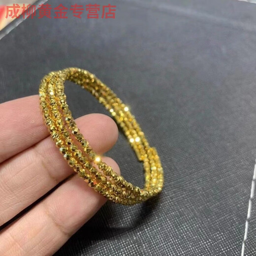 Jun Nianyu Old Phoenix 999 Gold Pure Gold Bracelet Elastic Memory Three Circles Five Circles Bracelet Holiday Gift Bracelet for Wife Bungee Twill Five Circles-Same Style as Gj021