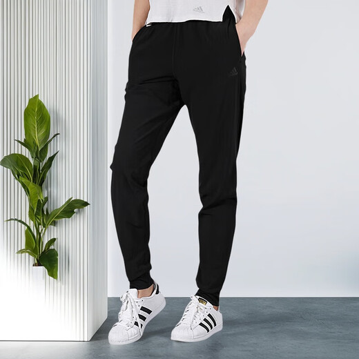 Adidas women's suit 2025 summer new fitness running breathable comfortable short-sleeved T-shirt woven foot trousers 2-piece set Two-piece set/classic match S
