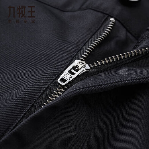 Jiumuwang [Xia Shangxin-Little-Eishose] Casual Hosen Herren-Eis Silk 25 Sommer New Cool Business Pendler Classic Straight Black Combination Edition 0163 34 Taillenumfang 2,64 Fuß = 88 cm