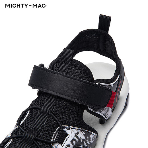 MIGHTY-MAC children's shoes, boys' toe-cap anti-collision sandals, summer new outdoor breathable Velcro children's sports sandals, black/white 31, recommended foot length 19.5cm