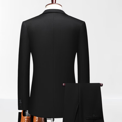 SUSTYLE high-end luxury brand men's high-end woolen suit suit men's new suit groom's dress three-piece set Navy blue gift box 6XL 195-210Jin Jin equals 0.5 kg