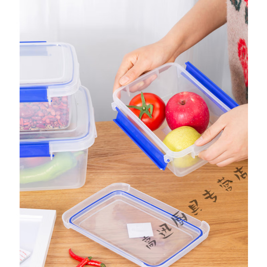 
Beijingjie transparent fresh-keeping box rectangular plastic box large-sized fresh-keeping box with lid hotel kitchen frozen food storage box, high-end 9926 pressing type 10L