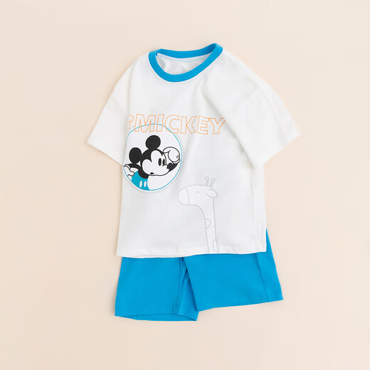 Disney Baby Children's Clothing para hombres y mujeres Traje de manga corta para niños Traje de verano informal y cómodo de verano 222T1381 Azul y blanco 110