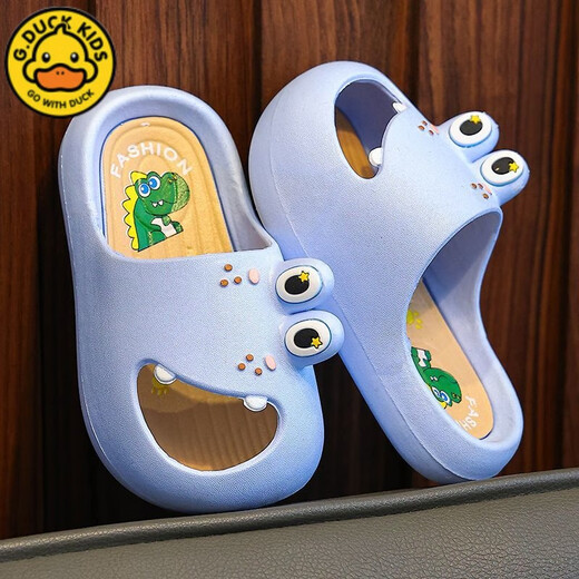 G.duck Little Yellow Duck Boy Dinosaur Summer Children's Slippers Home Baotou Indoor Non-slip Super Soft Baby Boy Cartoon Sandals Little Yellow Duck Dinosaur/Green Size 32-33 Foot Length 19-19.5 Wear