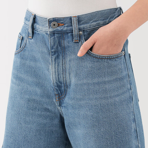 无印良品（MUJI）女式 木棉混 牛仔短裤女款裤子25年夏季丹宁回潮女装BE1VKA5S 浅蓝色 S （155/62A）