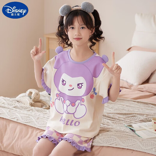 迪士尼（Disney）甜美可爱女童家居服套装优质棉少女款夏季短袖短裤甜美睡衣女孩 687莫代尔 155 大童M码 建议身高155-160CM