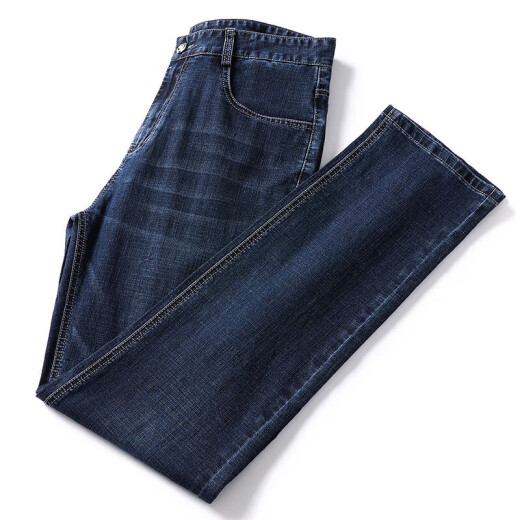 Jinlilai 2025 Frühlings- und Sommer-Jeans für Männer im mittleren Alter, der loses Geschäft mit hoher Qualitätshosen dünn B-3882 Zhonglan 35