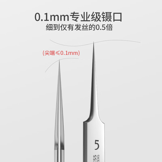 Gudi Superfine No. 5 Cell Clip Beauty Salon Special Blackhead Pulling Tweezers Pointed Sweat Removal Pore Acne Needle Set Tool No. 5 Slant Mouth Cell Clip Includes 15x Magnifying Glass 1 piece 5 pieces