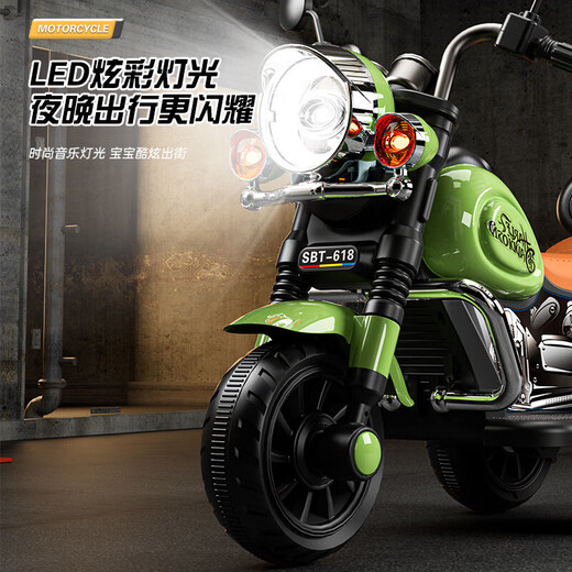 Aobeile Children's Electric Bike Motorcycle 1-3-3 ans Tricycle Tricycle Toagone Toago To-Tot Car peut être utilisé comme voiture électrique pour enfants. Green [Dual Drive + Remote Control + Early Education + Bluetooth] Cadeau du Nouvel An des garçons et filles