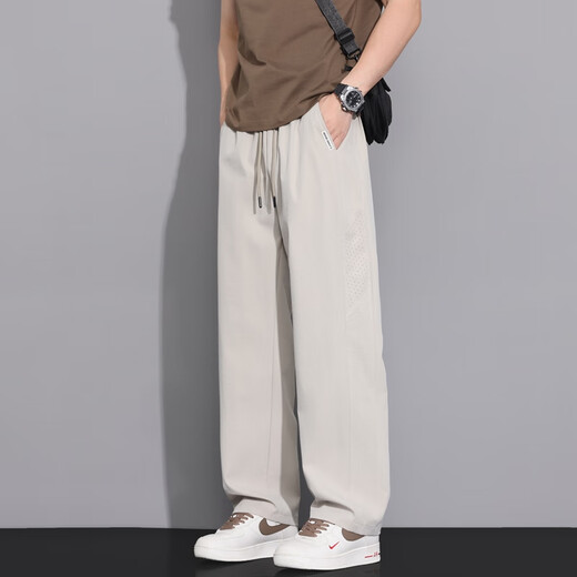 Chen Tanghose Herren Sommereis Seiden losen lässigen Hosen Herren -Casual Hosen Herren Hosen atmungsaktuelle große Hosen Arbeiten CJ6636 Khaki 3xl