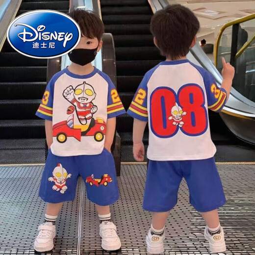 迪士尼（Disney）儿童奥特曼衣服2025夏季新款男童短袖t恤短裤套装男孩卡通两件套 太空人-灰色-1047. 100建议90-100cn 均码