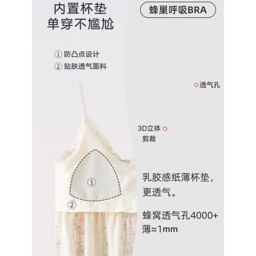 猫人睡裙女夏季2025新款吊带孕妇薄款睡衣带胸垫一体可外穿背心碎花裙 主图款CM:6624# 升级版带胸垫 M (80-100斤)