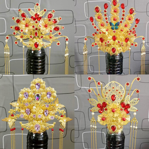 DL 1998 Fat Donglai same style phoenix crown Xia pei head crown phoenix crown headdress black old lady 12 inch headdress empress phoenix crown god hat hat red phoenix crown