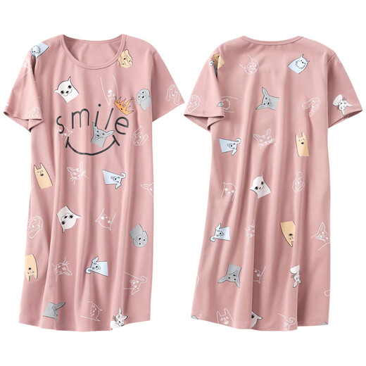 SONDR睡裙女款夏季短袖2025新款家居服网红女士夏天夏款过膝睡衣裙 C1105 XL 女3码（155-175f