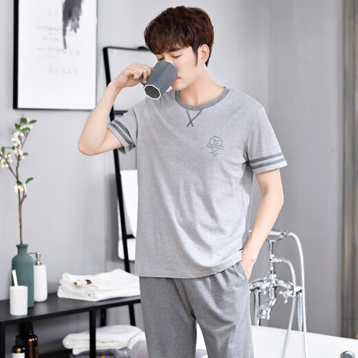 Modal Herren Pyjamas Sommer reines Baumwoll-Kurzärmelhosen Herren Teenager Dünne Sommer-Sommer-Heimbekleidungsanzug 9921 l (170 l Größe) Empfohlen, Gewicht zu tragen 120140