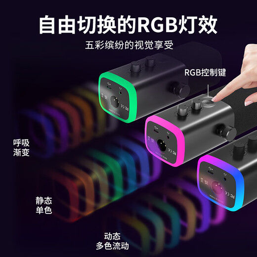 FIFINE dynamic noise reduction USB computer microphone desktop anchor live game recording karaoke video dedicated external sound card desktop RGB radio microphone wired microphone AM8 black