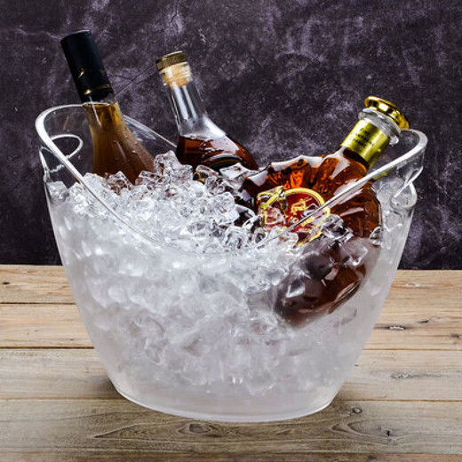 Magic Bean Shenghuo acrylic thickened transparent ingot ice bucket champagne bucket plastic bar ktv soda beer frame ice cube red wine bucket transparent small ingot style 4L