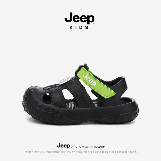 JEEP男女童速干凉鞋夏季溯溪沙滩鞋儿童玩水包头运动凉鞋 黑色31/32