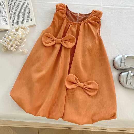 S.SOFEA夏季新款韩版女童蝴蝶结无袖连衣裙姐妹款17152 17153连衣裙 M 110c
