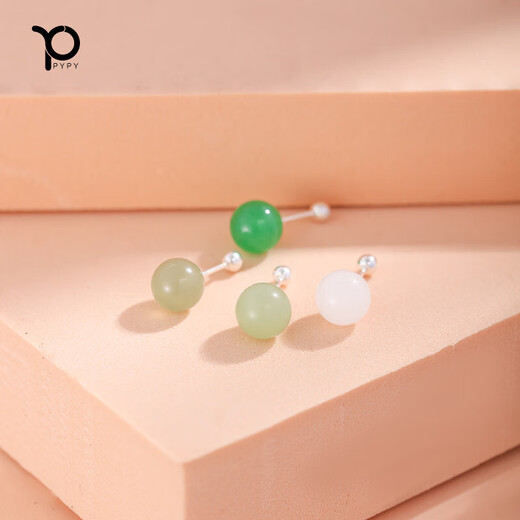 S999 sterling silver Hetian jade earrings screw new earrings for women to support ear piercing and anti-lost niche temperament earrings high-end 999 sterling silver jade earrings pair