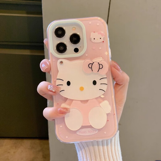 
Du Fanna cartoon cute pink KT cat polka dots suitable for Apple 16 ProMax mobile phone case iPhone 15 Promax protective case new Apple 15 Pro fall-proof creative makeup mirror Pink KT cat makeup mirror iPhone 16 Pro Max