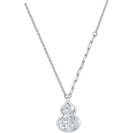 Saturday Fu PT950 platinum necklace for women with sparkling gourd pendant birthday gift B0615480 about 4.42g 40+5cm
