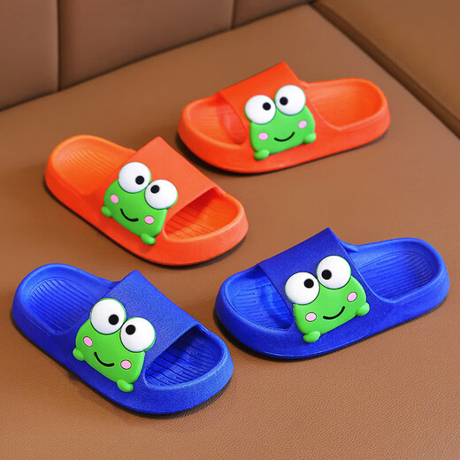 Children's slippers for bathing in summer, deodorant and anti-slip at home, boys' thick-soled outer wear parent-child antibacterial sandals, thick-soled anti-slip version - green single layer 339 frog 34 /34-35 length 215