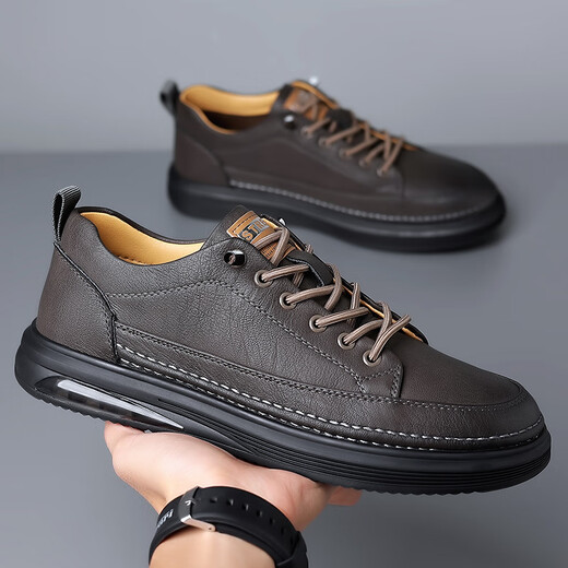 YRC Yierkang Herrenschuhe 2025 Frühlings- und Herbst -neue trendige Sportschuhe für Männer weicher alleiniger Lederschuhe Vielseitige Freizeitschuhe 6623 Schwarz (vier Jahreszeiten) 38