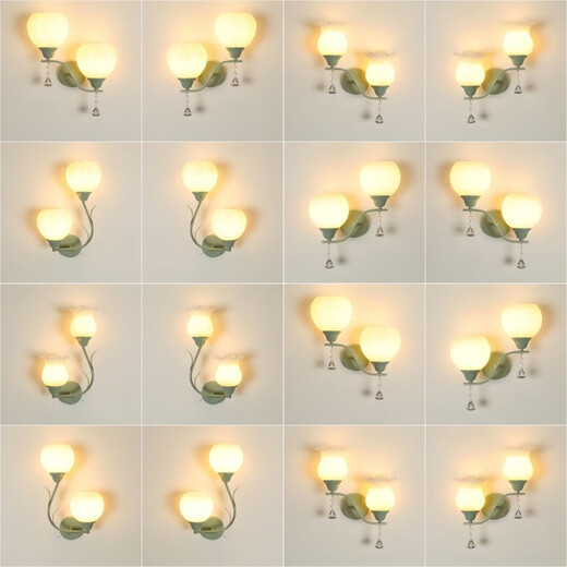 Antike Stadtlampen Zhongshan Lampen 2025 Bettleuchten Wandmontierte grüne Wandleuchten Neues Stil Wohnzimmer Schlafzimmer Wand Balkon Treppe B684 Grüne runde Flach 8. Warmfliesen Licht (weißes Licht benötigt Noten)