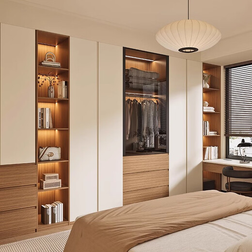 Sofia's whole house custom-made wardrobe, bedroom furniture, custom-made large wardrobe, light luxury cloakroom, flat door wardrobe storage cabinet, deposit (photos will be taken first for auction)