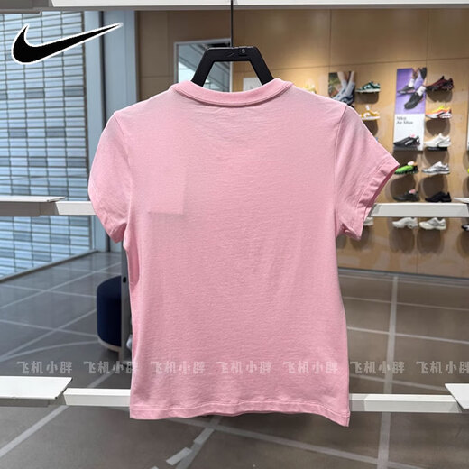 Nike (Nike) Femenina de manga corta Dri-Fit Breathable Soft Fitness corriendo Camiseta sólida de color redondo cómodo FV5509-690 Pink M /160 /84a