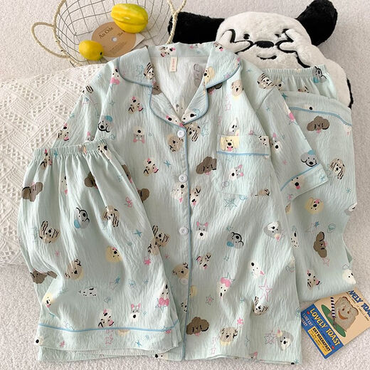 Mobeihai pijama de tres piezas para mujeres en pantalones cortos de manga corta de verano pantalones de cárdigan ropa para el hogar del hogar delgada traje de dibujos de dibujos animados 9905 metros set de tres piezas de corazón blanco