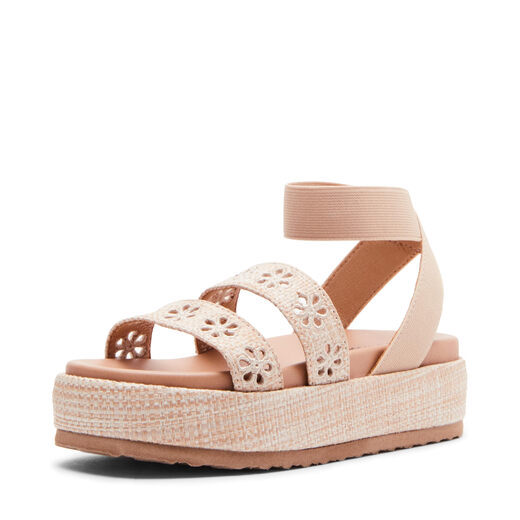 Steve Madden Girls' Shoes Kelsi Canvas Wedge Sandals, Natural Natural 5 Big Kid