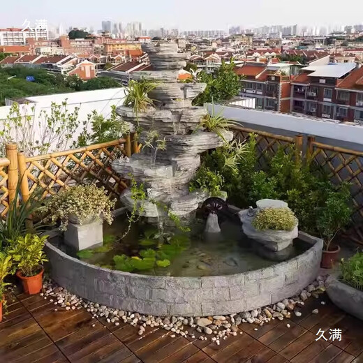 Outdoor garden rockery flowing water fountain ornaments top floor fish pond landscape villa courtyard entrance bonsai decoration 5010 rectangular pool 190x70x155 length, width and height
