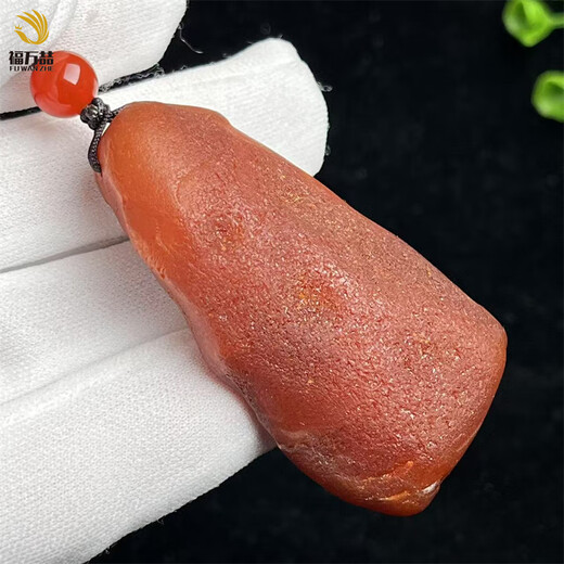 Fuwanzhe natural beeswax authentic rough stone pendant Baltic amber red leather beeswax full leather handle 21.25g