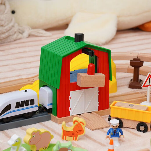 Holz kleiner Zug Hape Gleis Set Magnetic Lokomotive 3-5-7 Jahre alte Jungen Bausteine ​​Kinderspielzeug Brio 69 Steckstücke zur Lieferung von Elektroautos