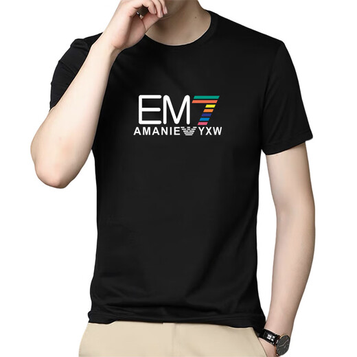 Armani summer men's ice silk short-sleeved T-shirt men's color printed large-size casual sports base shirt AM753 white M 90-120Jin [Jin equals 0.5 kg]