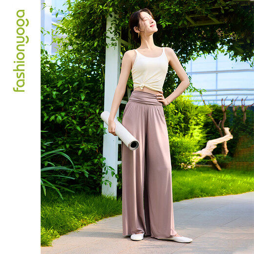 Fan sheng yoga modal pantalon droit lâche pour les femmes au printemps et à l'été mince taille haute pantalon à patte