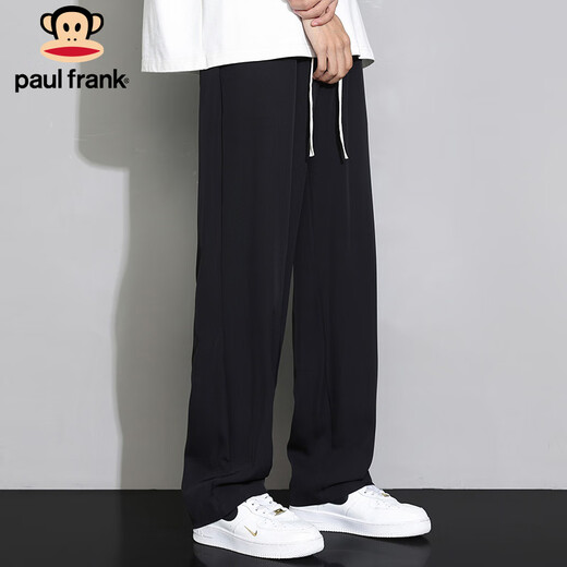 大嘴猴（paul frank）休闲裤男士裤子男夏季宽松运动卫裤垂感阔腿男裤 黑色 2XL