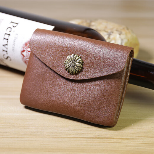 Yose (youse) Retro handgefertigtes Münzen Brieftasche oberste Schicht Gemüse gebräunte Münzbrieftasche Männer und Frauen Mini Real i Pickup Tasche Kleiner Brieftaschenlizenz dunkelbraunes Gemüse gebräunt