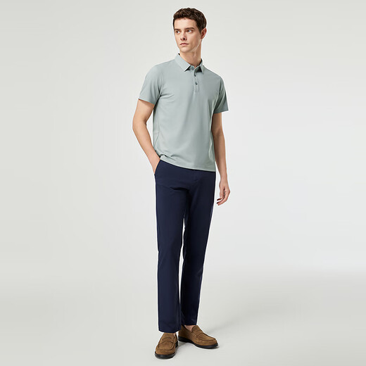 YOUNGOR short-sleeved POLO shirt for men, machine washable mulberry silk blended, seamless and easy to deform, 2025 new product, light gray VSZS513119ECA M (recommended 120-135Jin Jin equals 0.5kg)