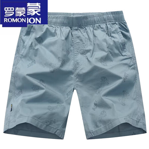 罗蒙（ROMON）新疆纯棉休闲短裤男夏季新款外穿沙滩裤居家大裤衩宽松直筒五分裤 829牛仔蓝 3XL 175-210斤