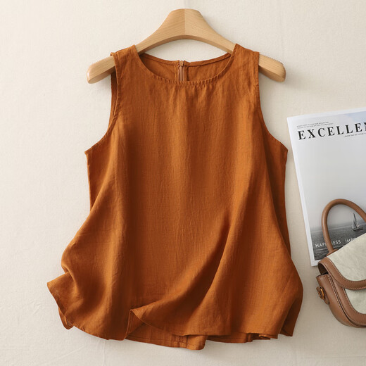 Jiandang large-size women's fat MM summer literary sleeveless inner sleeveless round neck pullover temperament solid color retro vest 6172 ash powder M [80-95Jin[Jin equals 0.5 kg]]